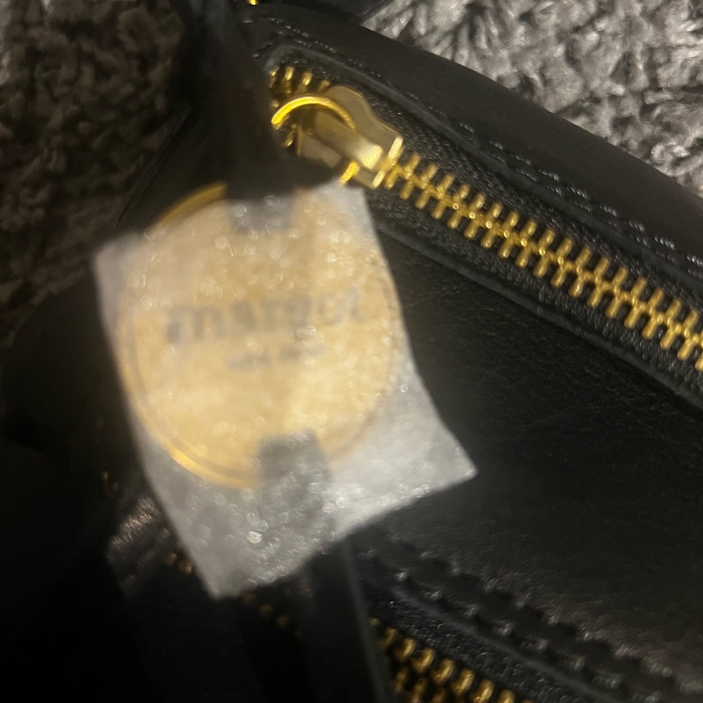 margot Black Pebbled Leather Crossbody with Gold Zippers - Picture 9 of 13